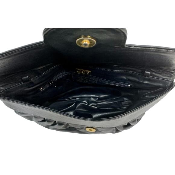 Vintage 80s Large Black Patent and Matte Leather Oversized Clutch - Picture 7 of 10